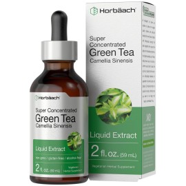 Horbach Green Tea Extract Liquid Drops | 2 Fl Oz | Herbal Tincture | Alcohol Free | Vegetarian | Super Concentrated Supplement | Non-GMO, Gluten Free