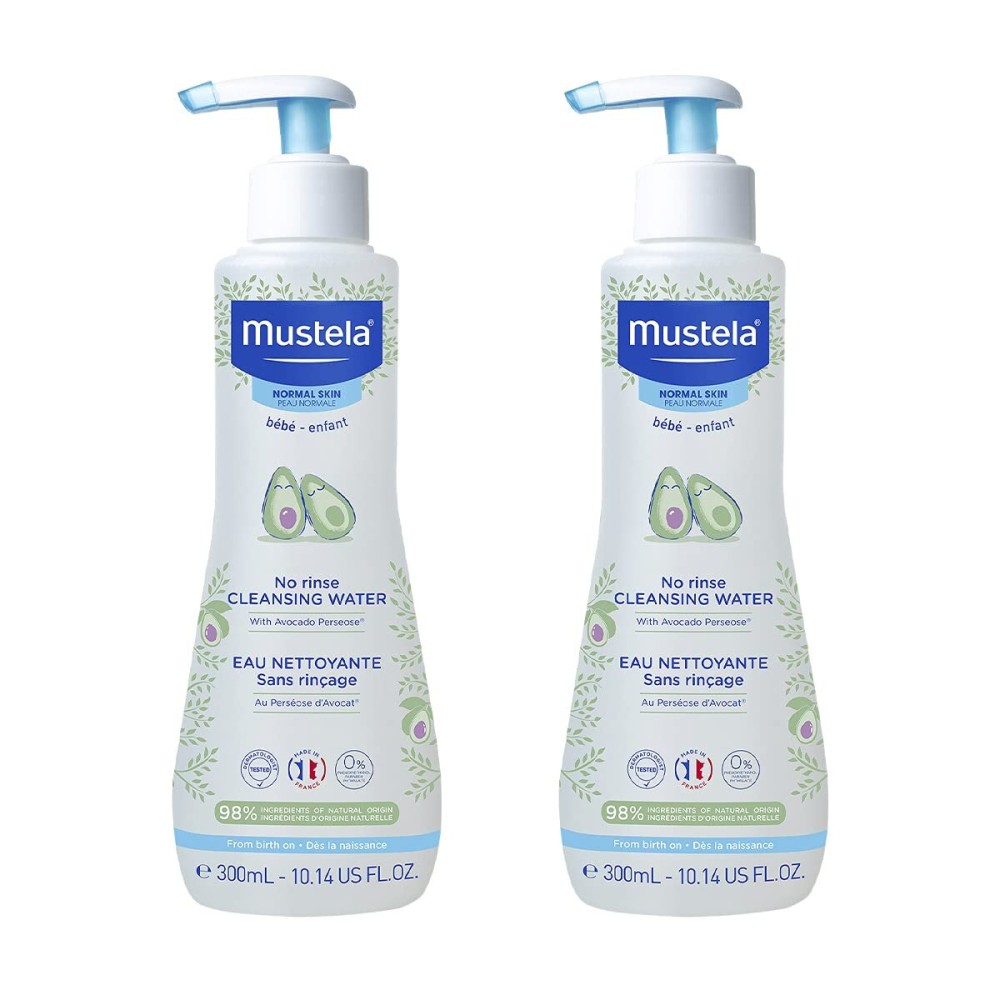 Mustela Baby Cleansing Water - No-Rinse Micellar Water - with Natural Avocado & Aloe Vera - for Baby\'s Face, Body & Diaper  10.14 fl. Oz (Pack of 2)