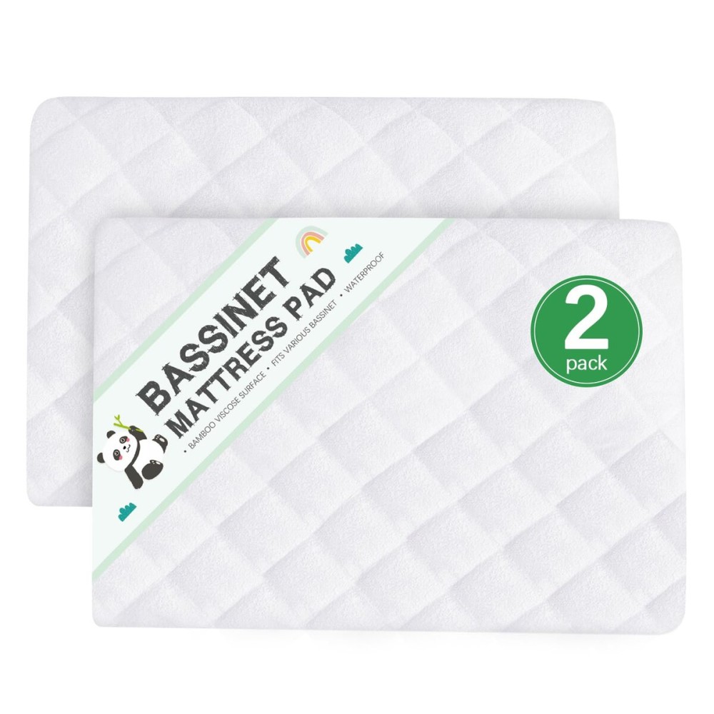 Waterproof Cradle Bassinet Mattress Protector, Fit for 36  18 Standard Cradle Bassinet Mattress, Ultra Soft Breathable, 2 Pack, Washer & Dryer