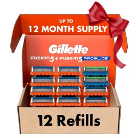Gillette Fusion5 Men\'s Razor Blade Refills, 10 Count + Fusion5 ProGlide Razor Blade Refills - 2 Count, Holiday Gifts for Men