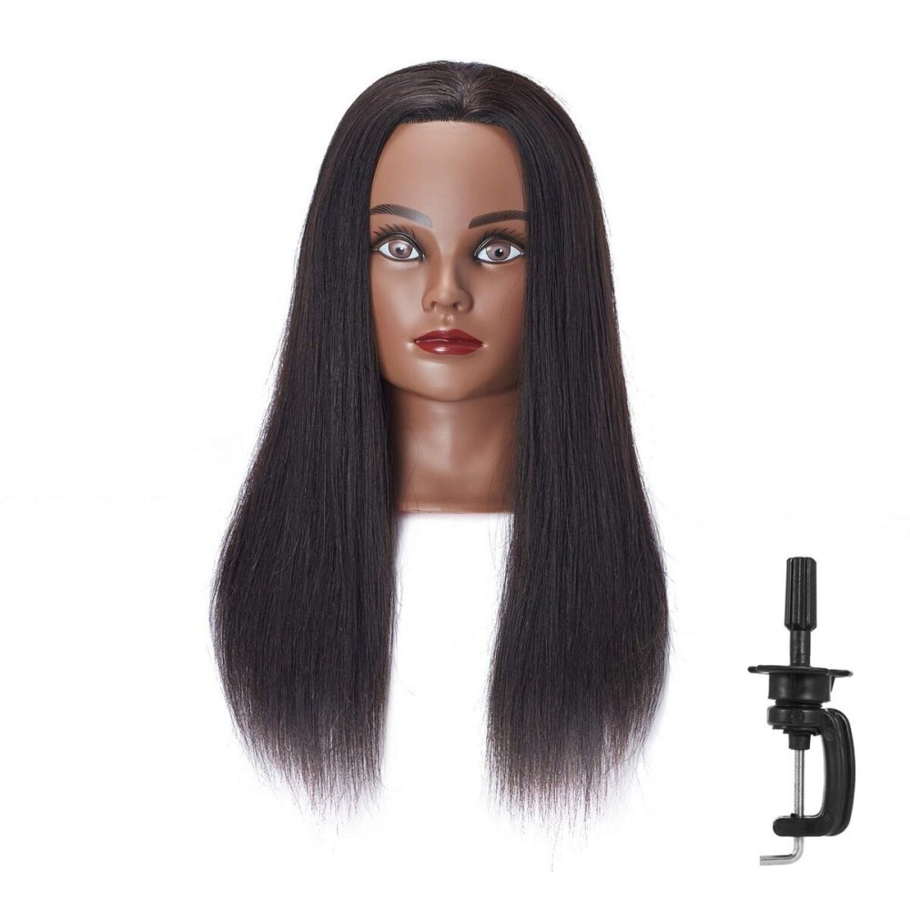 Hairingrid Mannequin Head 20-22 100% Human Hair Hairdresser Cosmetology Mannequin Manikin Training Head Hair and Free Clamp Holder R71906B0214H