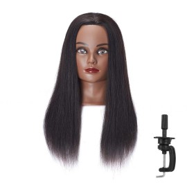 Hairingrid Mannequin Head 20-22 100% Human Hair Hairdresser Cosmetology Mannequin Manikin Training Head Hair and Free Clamp Holder R71906B0214H