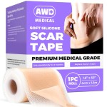 AWD Silicone Scar Tape Roll 60in - Medical Grade Scar Tape for Surgical Scars, C Section, Tummy Tuck - Reusable Silicone Scar Sheets for Keloid Bump Removal & Postpartum Essentials (60in)