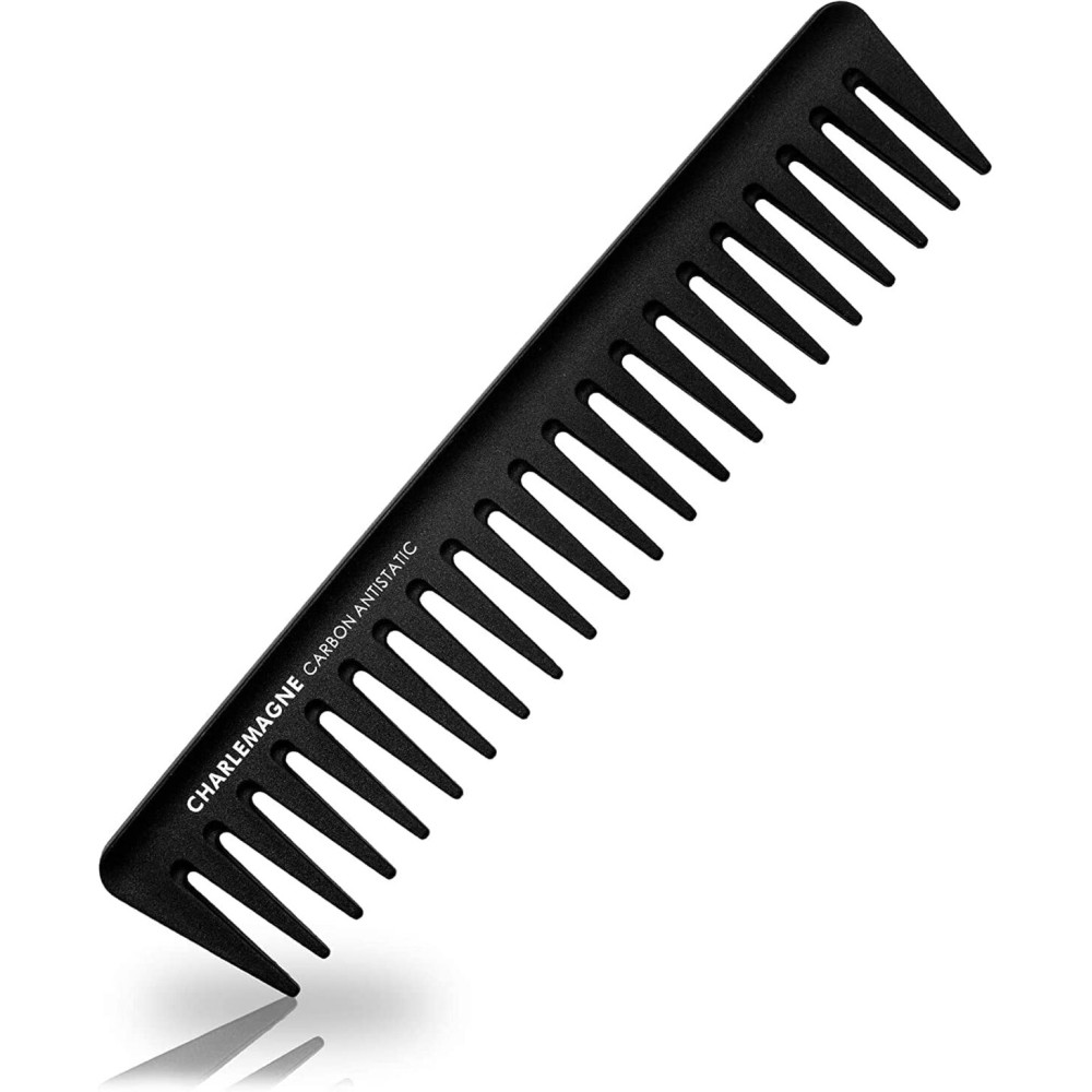 Charlemagne Wide Tooth Comb Men - Detangling Comb - Tames Unruly Strands - Enhances Curls - Texturizing Tool - Styling Tool for Slick Back Hair