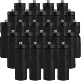 50 Strong Bulk Water Bottles 24-Pack - 22 oz BPA-Free Sports Bottles with Easy-Open Pull Top Cap - Made in USA - Reusable & Top Rack Dishwasher Safe Brand