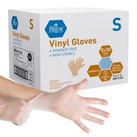 Med PRIDE Vinyl Gloves| 4.3 mil Thick, Powder-Free, Non-Sterile, Heavy Duty Disposable Gloves| Medical, Food Hand