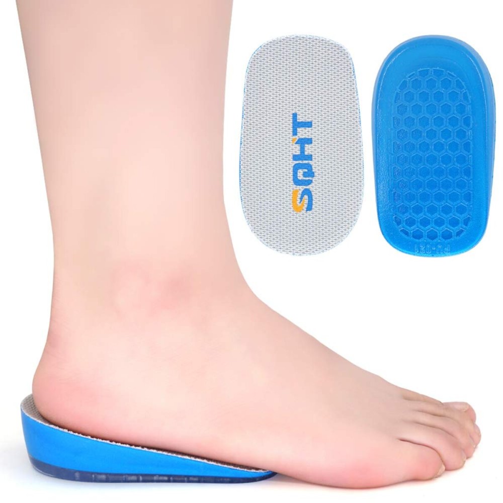 SQHT Height Increase Insoles - 1 Inch Heel Lift for Achilles Tendonitis, Heel Pain and Leg Length Discrepancy, Shoe Inserts for Men and Women (Large (1 Height)) Blue&Beige
