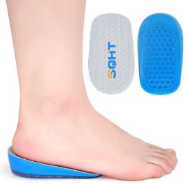 SQHT Height Increase Insoles - 1 Inch Heel Lift for Achilles Tendonitis, Heel Pain and Leg Length Discrepancy, Shoe Inserts for Men and Women (Large (1 Height)) Blue&Beige