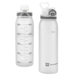 Teentumn Water Bottle BPA Free Tritan with Time Markers, 30oz Large Durable Gym Plastic Bottle for Fitness, Outdoor Enthusiasts, Leakproof White (Pack of 1)