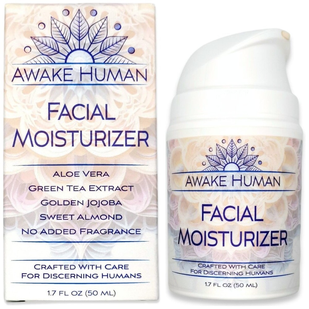 Natural Face Moisturizer for Dry Sensitive Skin - Organic Natural Face Cream - Facial Aloe & Green Tea Moisturizer Cruelty Free - Vegan Face Moisturizer for Women, Acne-Safe, Anti-Aging, No Fragrance