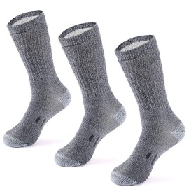 MERIWOOL Merino Wool Hiking Socks for Men and Women - 3 Pairs Midweight Cushioned - Warm n Breathable (X-Large, Gray)