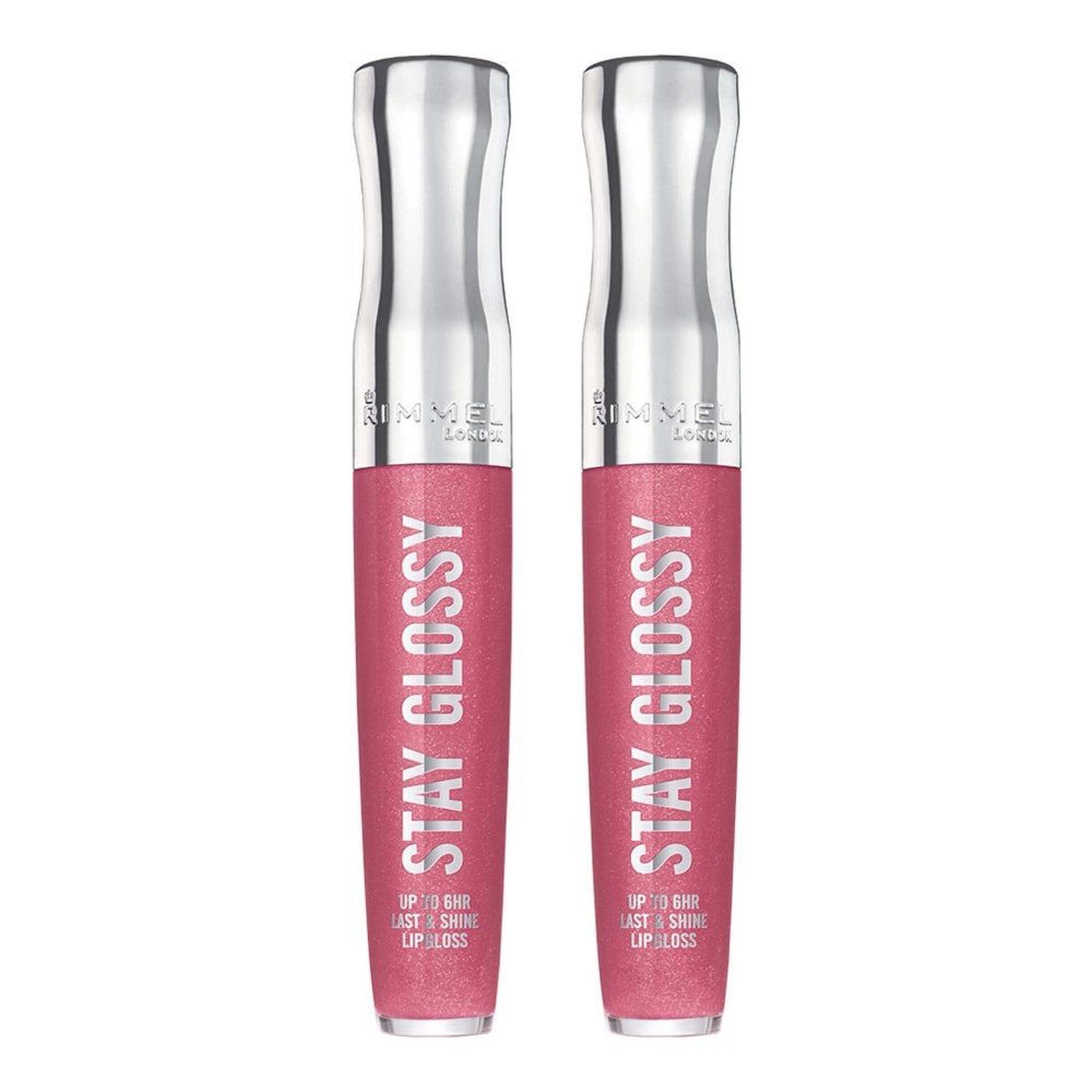 Rimmel Stay Glossy 6HR Lip Gloss, Stay My Rose, 0.18 Fl Oz (Pack of 2)