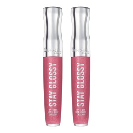 Rimmel Stay Glossy 6HR Lip Gloss, Stay My Rose, 0.18 Fl Oz (Pack of 2)
