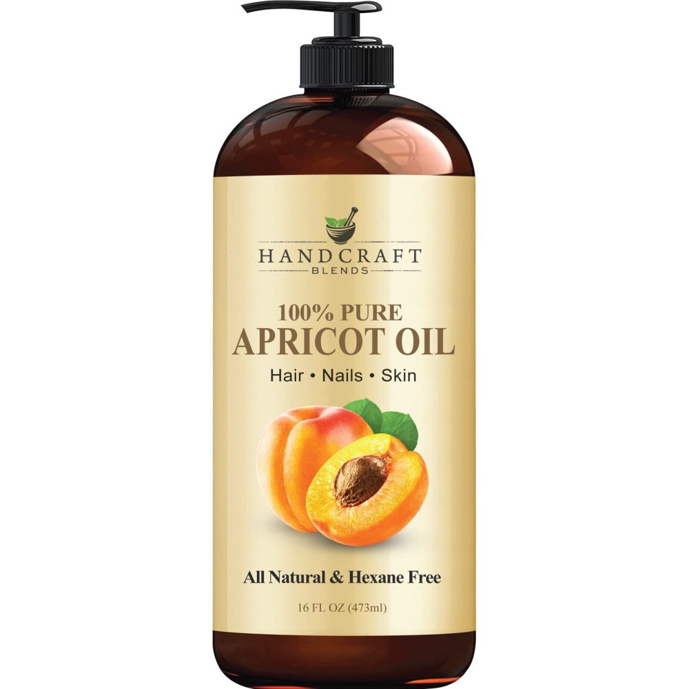 Handcraft Blends Apricot Kernel Oil - Cold-Pressed 16 Fl Oz - 100% Pure and Natural - Premium Grade Carrier for Skin and Hair - Hair and Body - Massage - Hexane-Free