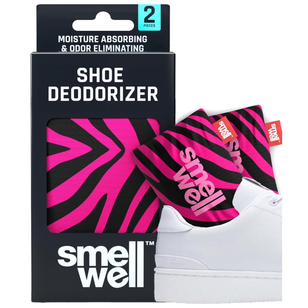 SmellWell - Scented Shoe Deodorizer Inserts - Odor Eliminators - Activated Bamboo Charcoal + Minerals - Natural Fresheners for shoes, bags, gloves - 2 x 1.8oz Original Size Pink Zebra