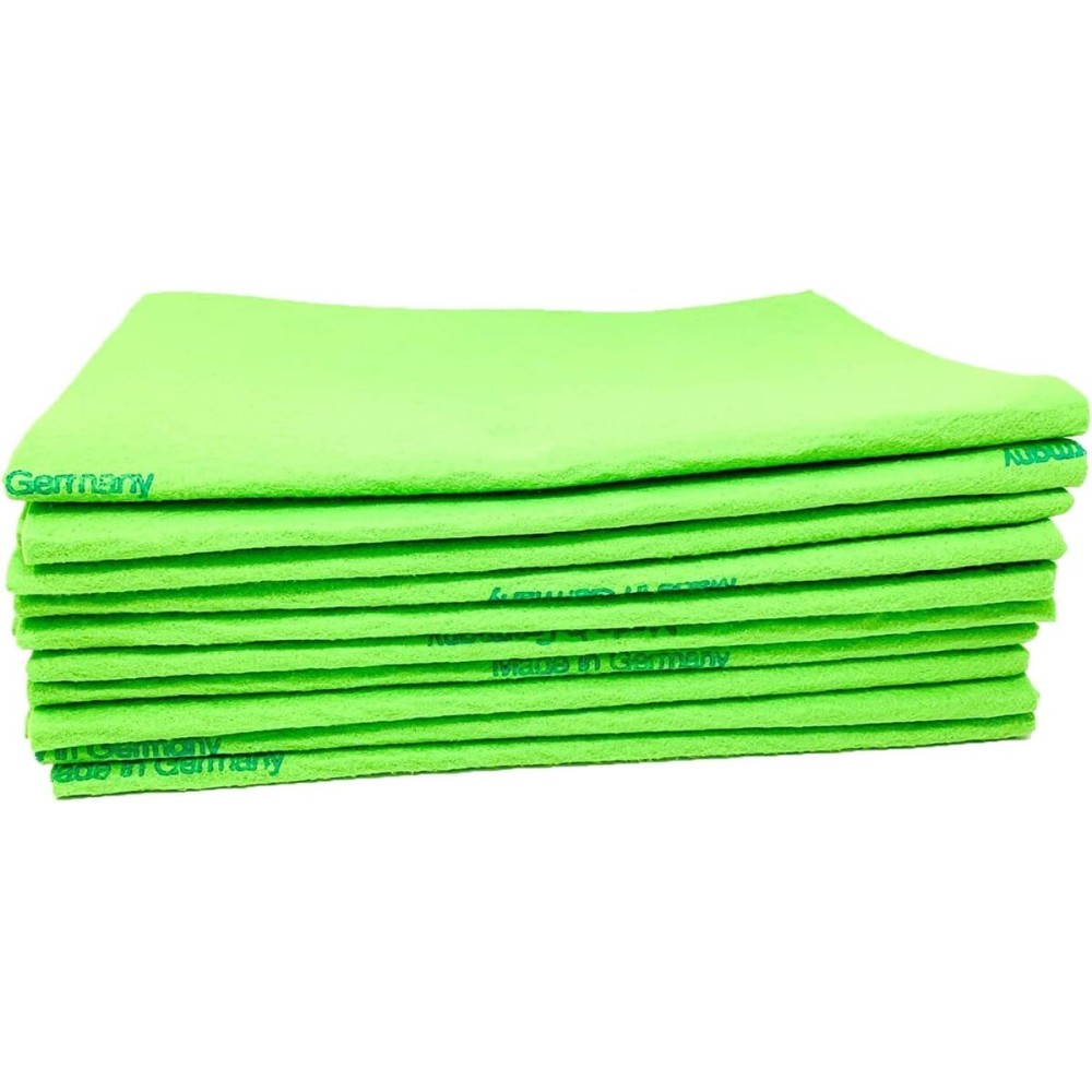 10 Pack Extra Large Original German Shammy Cloths Chamois Towels Super Absorbent for Pets, Parenting Tool Cleaning for Home and Commercial Use Wholesale Bulk (Green)