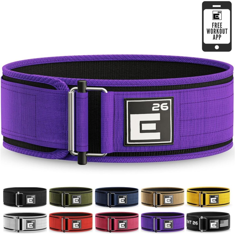 Self-Locking Weight Lifting Belt | Premium Weightlifting Belt for Serious Functional Fitness, Weight Lifting, and Olympic Lifting Athletes (Extra Small, Purple)