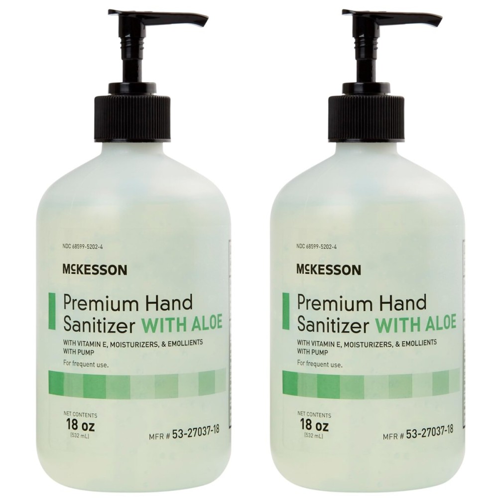 McKesson Hand Sanitizer with Aloe, 18 oz Pump Bottle [Pack of 2] - 70% Ethyl Alcohol, Spring Water Scent, No-Rinse Gel with Vitamin E and Moisturizers, Medical-Grade Sanitizer