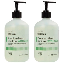 McKesson Hand Sanitizer with Aloe, 18 oz Pump Bottle [Pack of 2] - 70% Ethyl Alcohol, Spring Water Scent, No-Rinse Gel with Vitamin E and Moisturizers, Medical-Grade Sanitizer