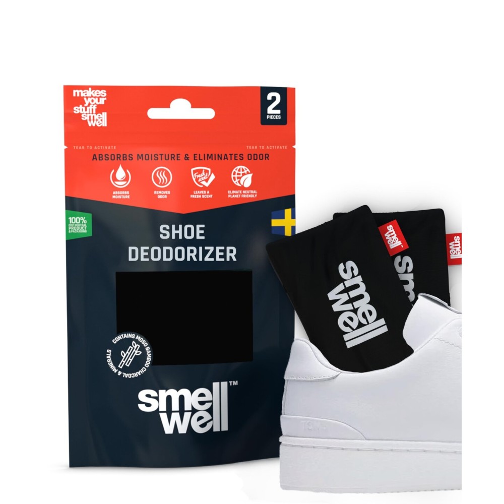 SmellWell - Scented Shoe Deodorizer Inserts - Odor Eliminators - Activated Bamboo Charcoal + Minerals - Natural Fresheners for shoes, bags, gloves - 2 x 1.8oz Original Size Black Zebra