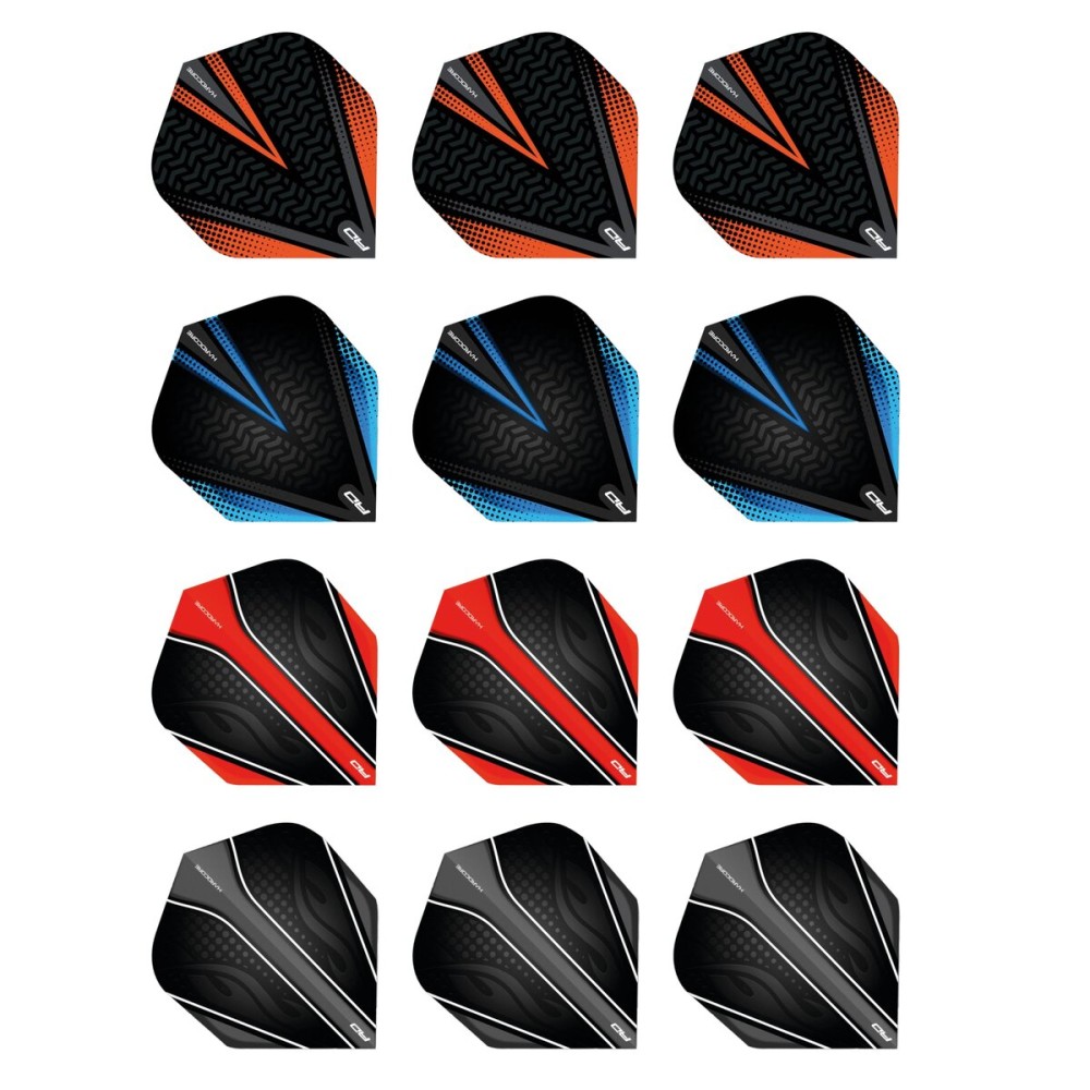 RED DRAGON Hardcore Selection Pack Black V Extra Thick Standard Dart Flights - 4 Sets Per Pack (12 Dart Flights in Total)