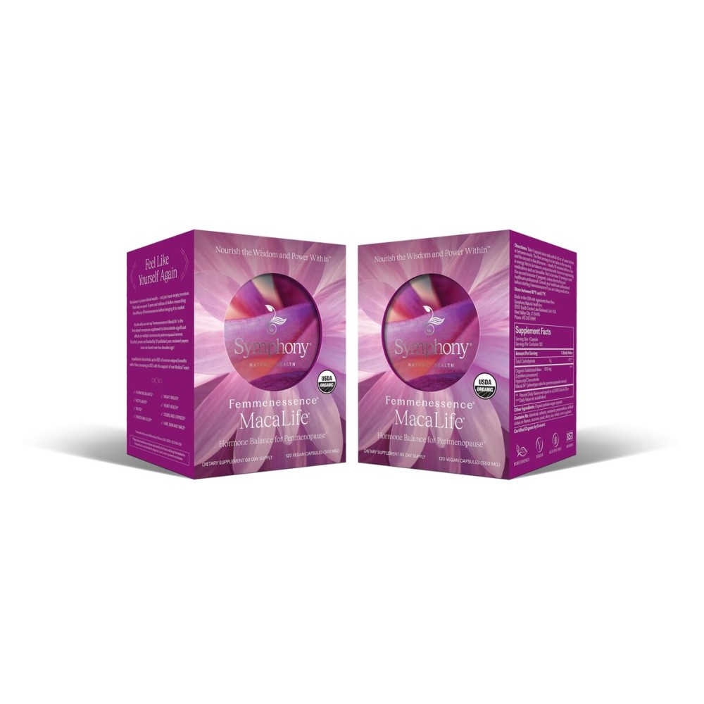 Femmenessence MacaLife - Clinically Proven Perimenopausal Organic Vegan Supplement for Natural Hormone Balance, Symptom Relief, Heart & Mood Support (240 Capsules, 120 Day Supply)