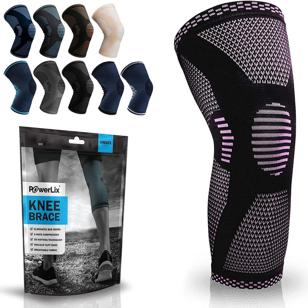 POWERLIX Compression Knee Sleeve - Best Knee Brace for Men & Women - Knee Support for Running, Crossfit, Basketball, Weightlifting, Gym, Workout, Sports - FOR BEST FIT CHECK SIZING CHART
