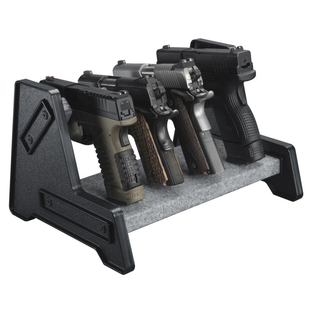 Mind and Action Pistol Rack, Deluxe Handgun Rack Stand,Pistol Display Holder for Gun Safe and Gun Cabinet(4 Gun Holders)