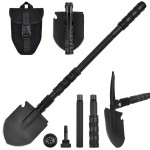 Yeacool Camping Shovel, (24.21\'\') Survival Off Road E Tool Folding Shovel with Pickaxe, Portable Bag, High Carbon Steel, for Digging, Backpacking, Hiking, Gardening, Emergency, Outdoor