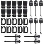 BOOSTEADY Kit of 30 Attachments for Molle Bag Tactical Backpack Vest Belt,D-Ring Grimloc Locking Gear Clip, Web Dominator Elastic Strings, Strap Management Tool Buckle