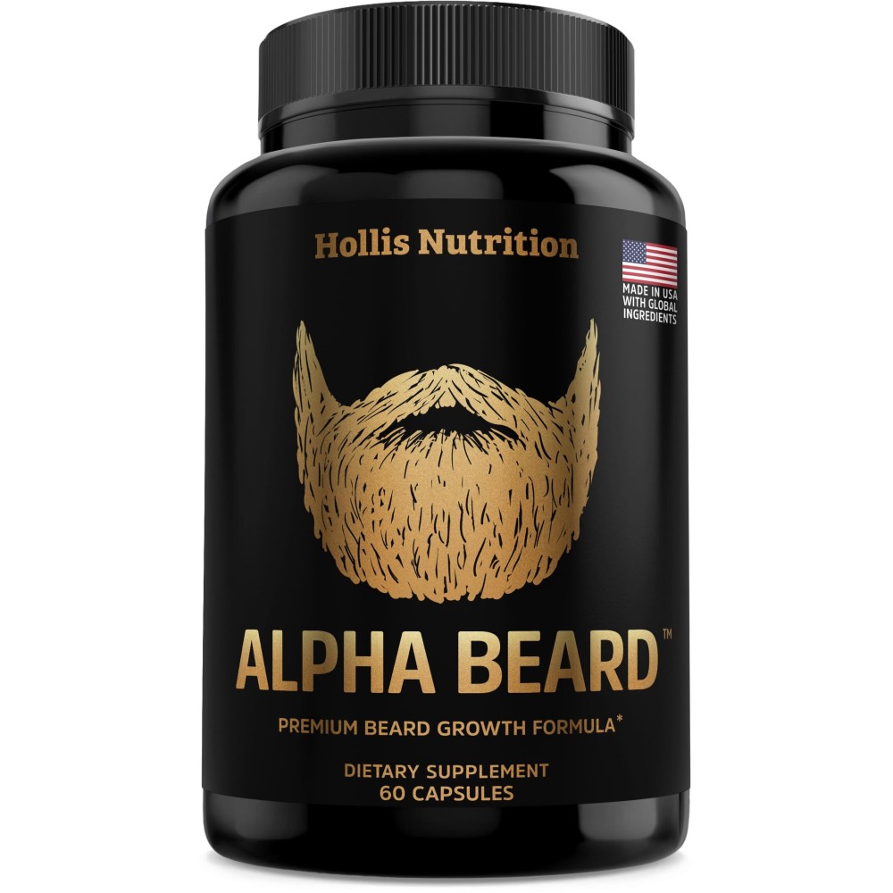 ALPHA BEARD Growth Vitamins | Biotin 10K MCG, Collagen, Keratin, Hyaluronic Acid, B-Complex, MSM | Beard DHT Blocker | Beard and Hair Growth Supplement for Men | Regrow Stronger, Healthier Facial Hair