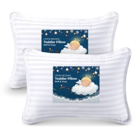 Utopia Bedding Toddler Pillow (White, 2 Pack), 13x18 Pillows for Sleeping, Soft and Breathable Cotton Blend Shell, Small Kids Pillow Perfect for Toddler Bed and Travel (Intended for Age 2 and up)