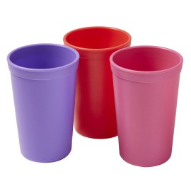 ECR4Kids ELR-18102-BE My First Meal Pal Drinking Cup - BPA-Free, Dishwasher Safe, Stackable Tumblers, Kids Cup Set for Baby, Toddler and Children - 3-Pack, Berry