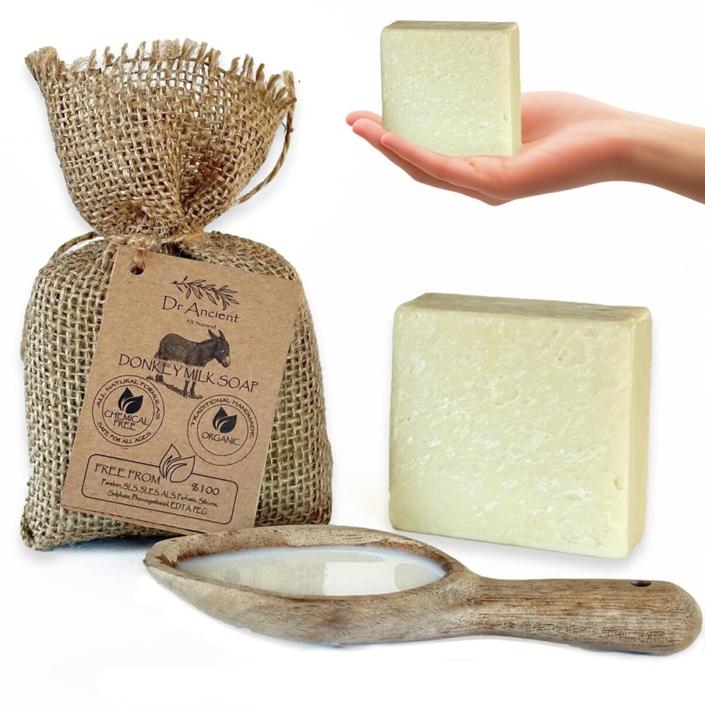 Dr.Ancient Organic Soap Bars Handcrafted the Traditional Way, Natural Chemical-Free, Donkey Milk Soap Bar for Face Wash, Body Wash, Hand Cleansing and Daily Skin Care, Nourishing Gentle Cleanser