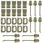 BOOSTEADY Kit of 30 Attachments for Molle Bag Tactical Backpack Vest Belt,D-Ring Grimloc Locking Gear Clip, Web Dominator Elastic Strings, Strap Management Tool Buckle