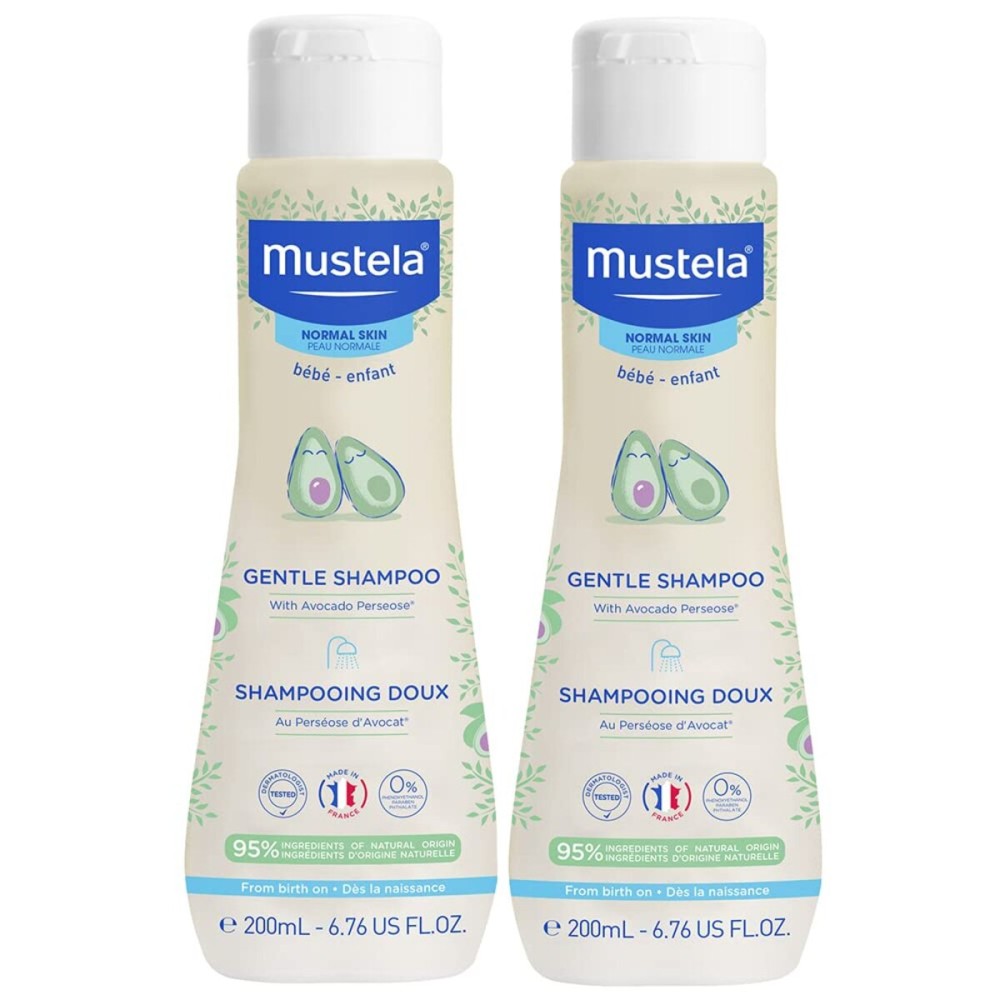 Mustela Baby Gentle Shampoo with Natural Avocado - Hair Care for Kids of all Ages & Hair Types - Tear-Free & Biodegradable Formula - 6.76 fl. oz. - 2-Pack