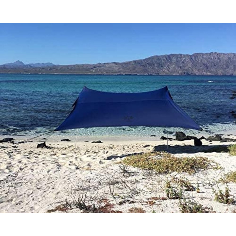 Neso Portable Beach Tent Sun Shelter with Sand Anchor - Lightweight Beach Shade Canopy - Easy Setup for Family Outings - Patented Reinforced Corners - UPF 50+ Sun Protection - 7 x 7ft - Navy