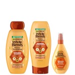 Garnier Whole Blends Honey Treasures Repairing Shampoo, Conditioner + Miracle Nectar Leave-In Set for Dry, Damaged Hair (3 Items), 1 Kit (Packaging May Vary)