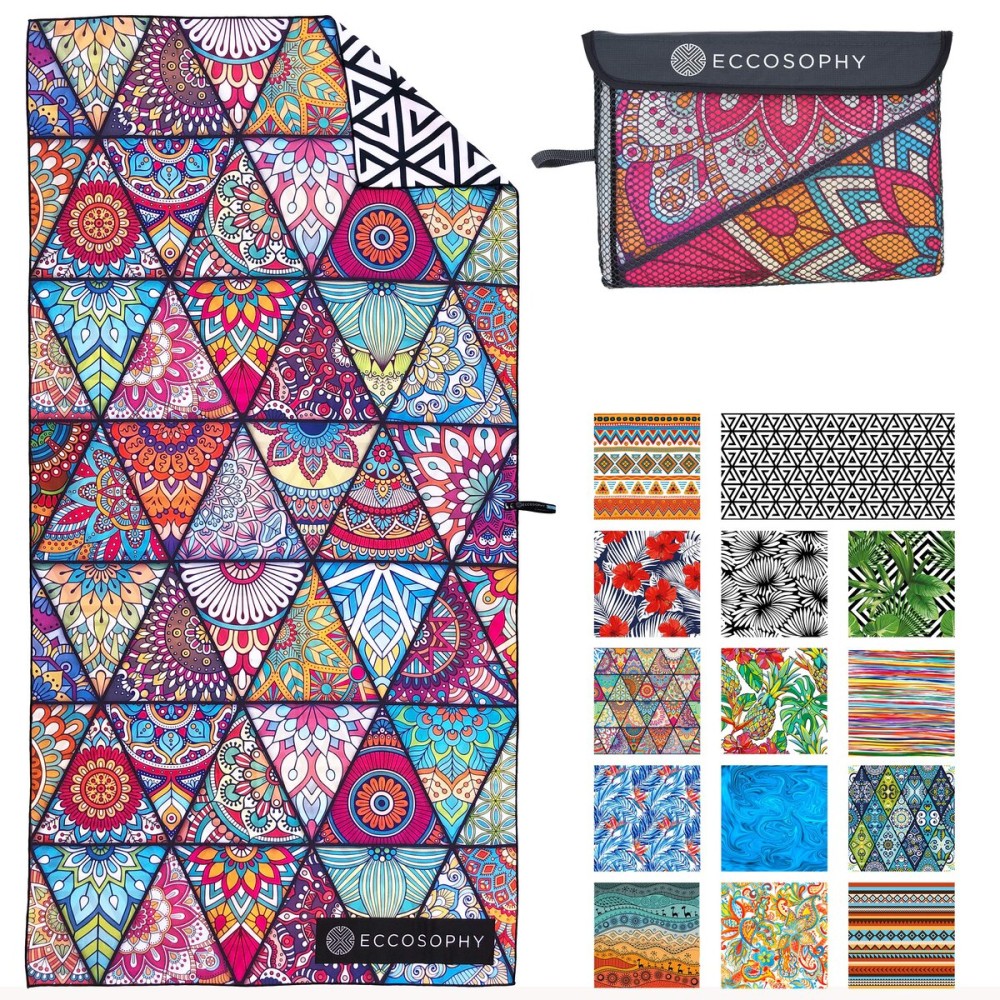 ECCOSOPHY Microfiber Beach Towel -Sand Free Towels are Quick Dry, Light Weight, Super Absorbent-Perfect Pool, Travel, Cruise, Camping Essentials - Oversized Extra Large for Adults (Havana)