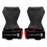Gymreapers Weight Lifting Grips (Pair) for Heavy Powerlifting, Deadlifts, Rows, Pull Ups, with Neoprene Padded Wrist Wraps Support and Strong Rubber Gloves or Straps for Bodybuilding (Red, Large)