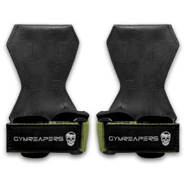Gymreapers Weight Lifting Grips (Pair) for Heavy Powerlifting, Deadlifts, Rows, Pull Ups, with Neoprene Padded Wrist Wraps Support and Strong Rubber Gloves or Straps for Bodybuilding (Green, Large)