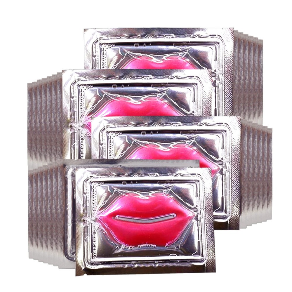 Jakuva 30PCS Collagen Crystal Moisturizing Lip Masks, Gel Pads Mouth Balm for Dry Lips, Remove Chapped Skin & Nourish &Moisturizing, Sleeping Mask Great Plumping Face Care, Rose Pink