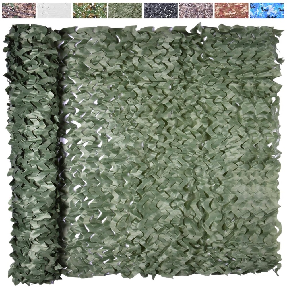 Yeacool Camouflage Netting Bulk Roll Burlap Camo Tarp Sunshade Net for Hunting Blind Outdoor Photography Dinosaur Birthday Jungle Theme Party Decoration (Dark Green, 32.8ftx4.9ft, 10m*1.5m)