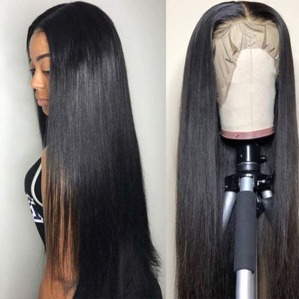 Subella 13x5 Lace Front Wigs Human Hair Pre Plucked with Baby Hair Bleached Knots 12A 180% Density Brazilian Straight Lace Frontal Wigs for Black Women (16inch)