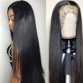 Subella 13x5 Lace Front Wigs Human Hair Pre Plucked with Baby Hair Bleached Knots 12A 180% Density Brazilian Straight Lace Frontal Wigs for Black Women (16inch)