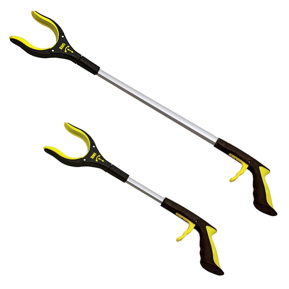 RMS 2-Pack 34 Inch and 21 Inch Grabber Reacher with Rotating Jaw - Mobility Aid Reaching Assist Tool