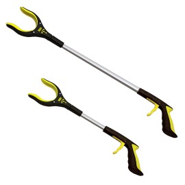 RMS 2-Pack 34 Inch and 21 Inch Grabber Reacher with Rotating Jaw - Mobility Aid Reaching Assist Tool