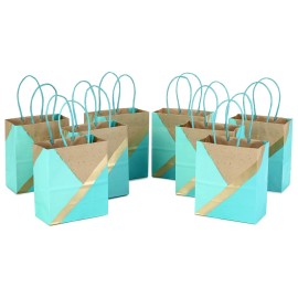 Hallmark 6 Small Paper Gift Bags (Pack of 8 - Kraft, Turquoise & Mint) for Christmas, Birthdays, Weddings, Mother\'s Day, Baby Showers, Bridal Showers, Care Packages, Any Occasion