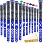 SAPLIZE Cross Cord Golf Grips Set of 13 Grips with Tape or Full Regripping Kit, Std/Mid/Jumbo, Low Taper Design, Multi-compound Hybrid, Anti-Slip Golf Club Grips, CL03 Series, Standard, Blue
