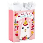 Hallmark 15 Extra Large Gift Bag with Tissue Paper for Birthdays (Llama and Flowers)
